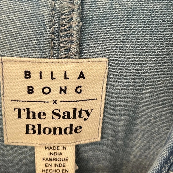 Billabong Salty Blonde Sunday Uniform denim work jumpsuit overalls size XS/6 - Picture 8 of 16